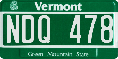 VT license plate NDQ478