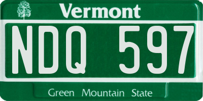VT license plate NDQ597
