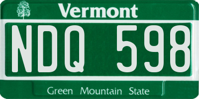VT license plate NDQ598