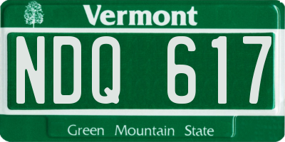 VT license plate NDQ617
