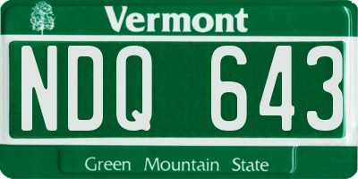 VT license plate NDQ643