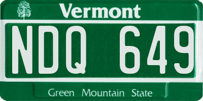 VT license plate NDQ649