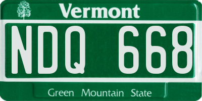 VT license plate NDQ668