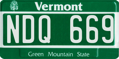 VT license plate NDQ669