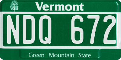 VT license plate NDQ672