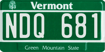 VT license plate NDQ681