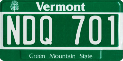 VT license plate NDQ701