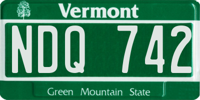 VT license plate NDQ742