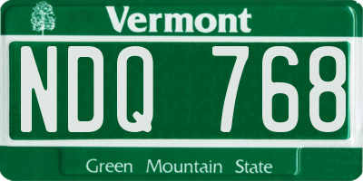 VT license plate NDQ768