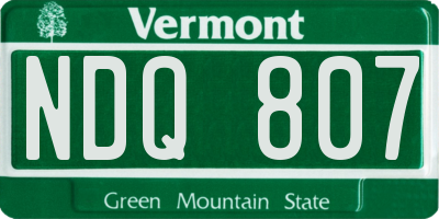 VT license plate NDQ807