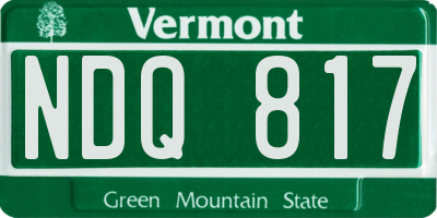 VT license plate NDQ817