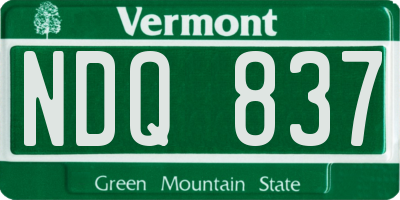 VT license plate NDQ837