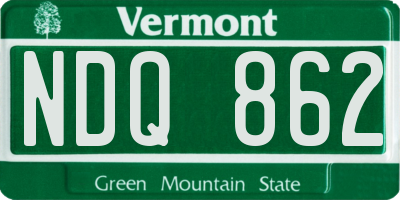 VT license plate NDQ862