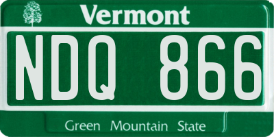 VT license plate NDQ866