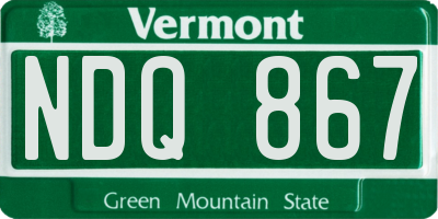 VT license plate NDQ867