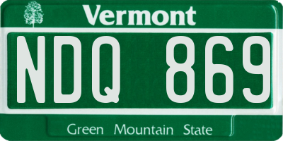 VT license plate NDQ869