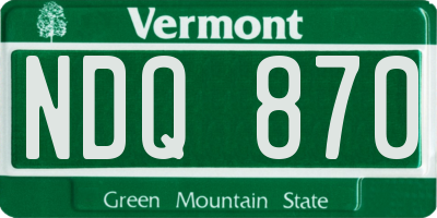 VT license plate NDQ870