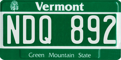 VT license plate NDQ892