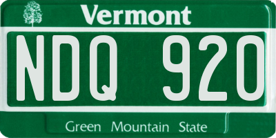 VT license plate NDQ920