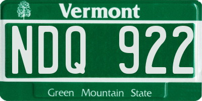 VT license plate NDQ922