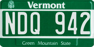 VT license plate NDQ942
