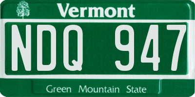 VT license plate NDQ947
