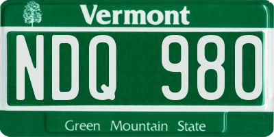 VT license plate NDQ980