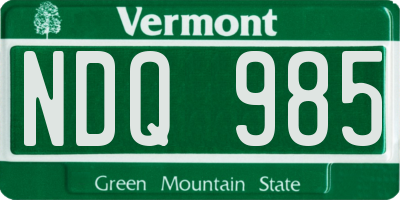 VT license plate NDQ985