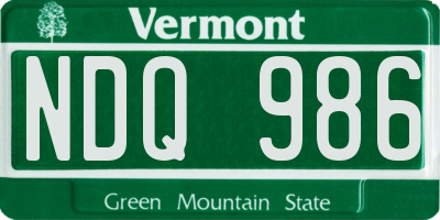 VT license plate NDQ986