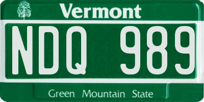VT license plate NDQ989