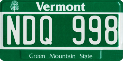 VT license plate NDQ998