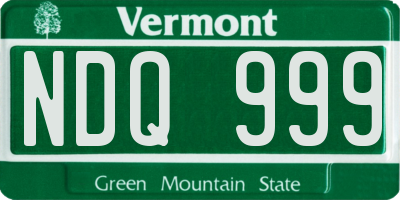 VT license plate NDQ999