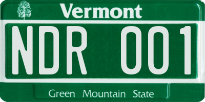 VT license plate NDR001