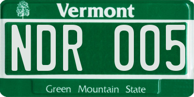 VT license plate NDR005