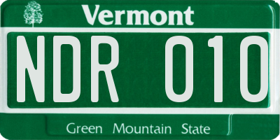 VT license plate NDR010