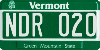 VT license plate NDR020