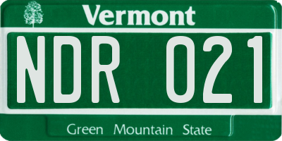 VT license plate NDR021
