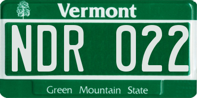 VT license plate NDR022