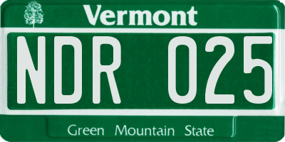 VT license plate NDR025