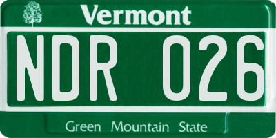 VT license plate NDR026