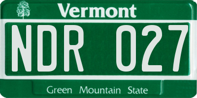 VT license plate NDR027