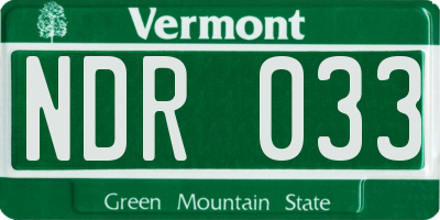 VT license plate NDR033