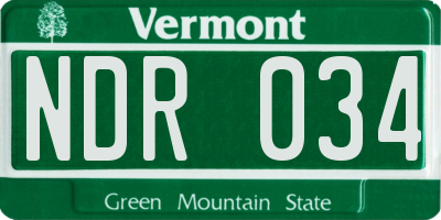 VT license plate NDR034