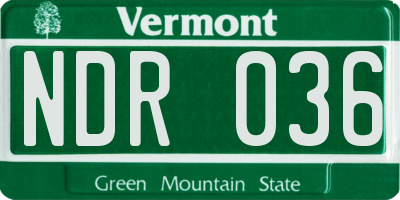 VT license plate NDR036