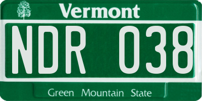 VT license plate NDR038