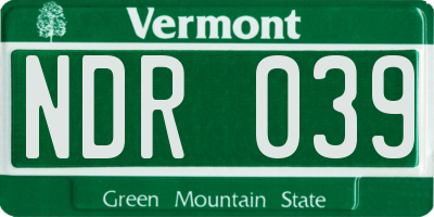 VT license plate NDR039