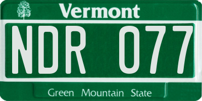 VT license plate NDR077