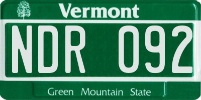 VT license plate NDR092