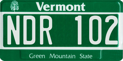 VT license plate NDR102