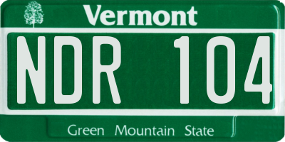 VT license plate NDR104